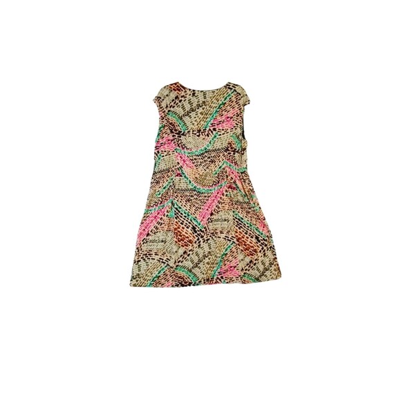 Donna Ricco Dress Women's 18W Sleeveless Lined Pink Aqua  Faux Leather Accent - Picture 4 of 9